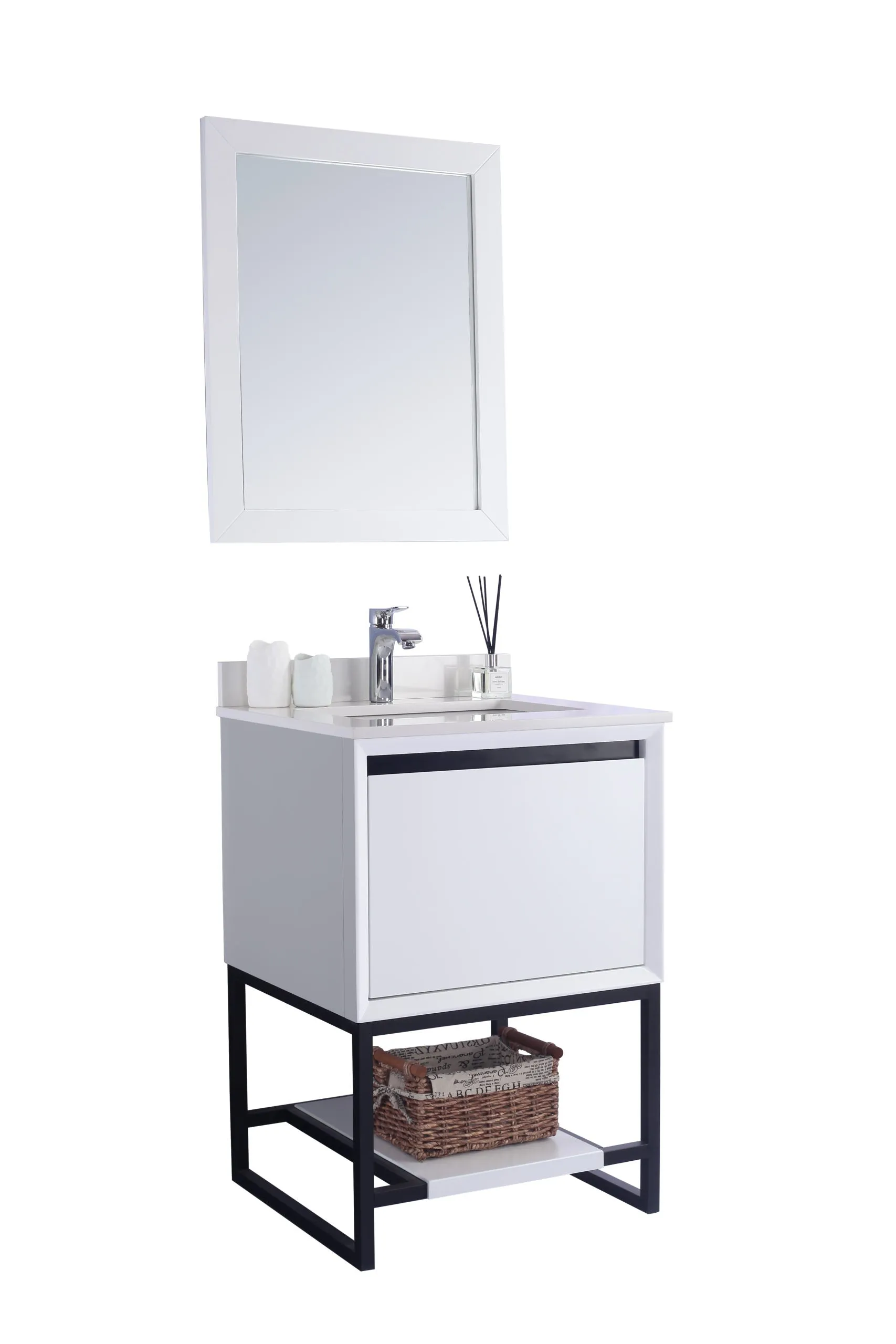 Alto 24 - White Cabinet   White Quartz Countertop