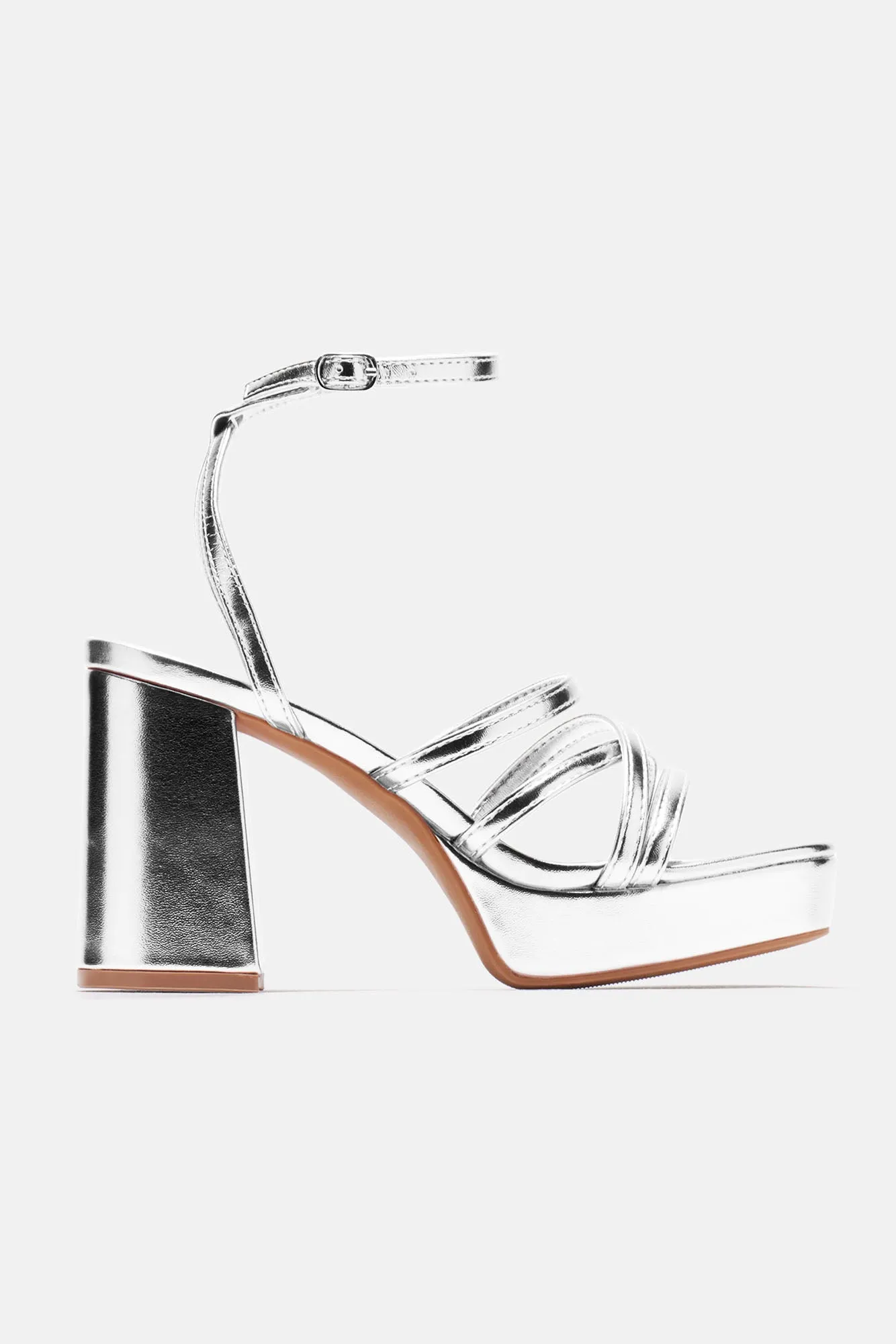 Being Pretty Platform Heeled Sandals - Silver