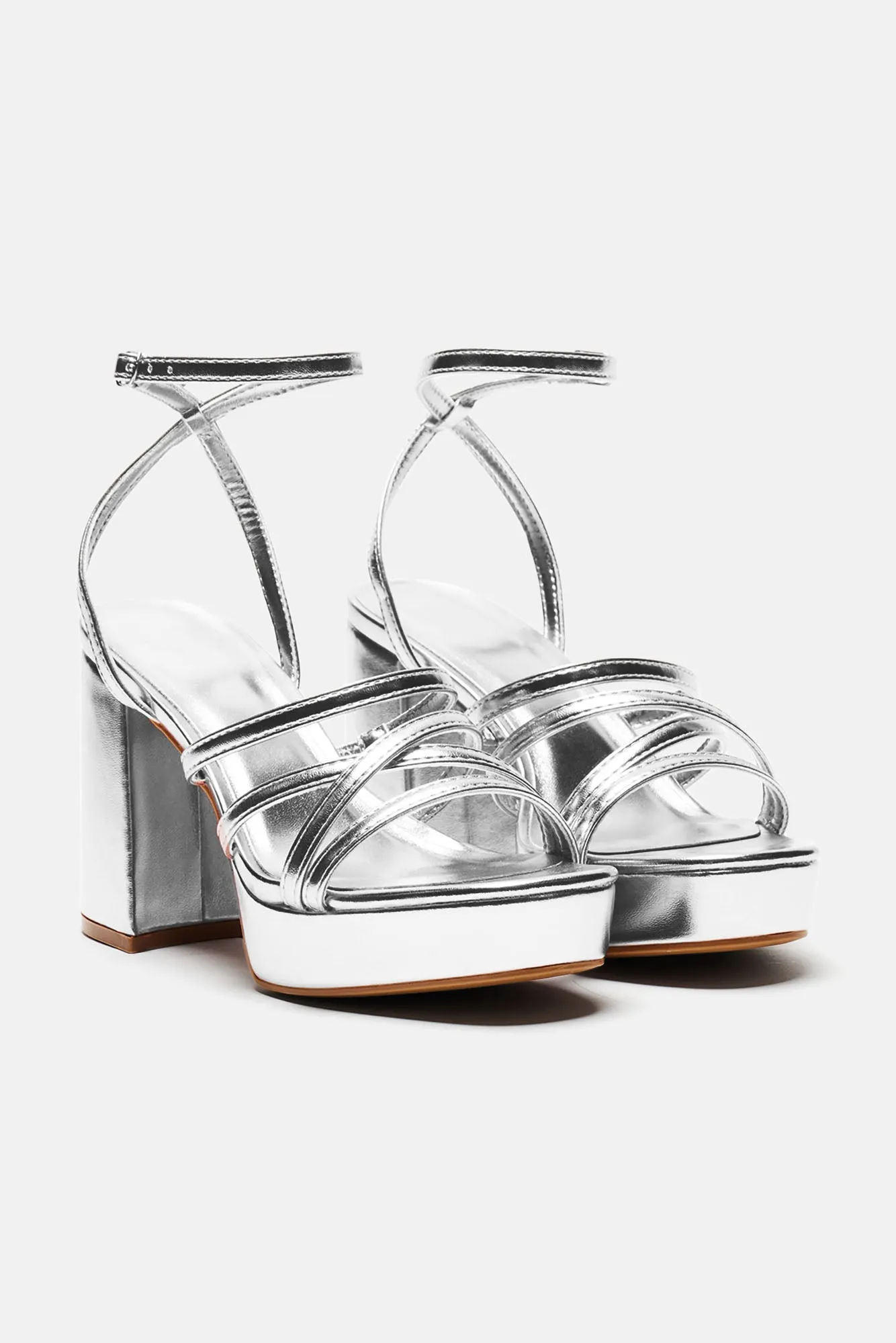 Being Pretty Platform Heeled Sandals - Silver