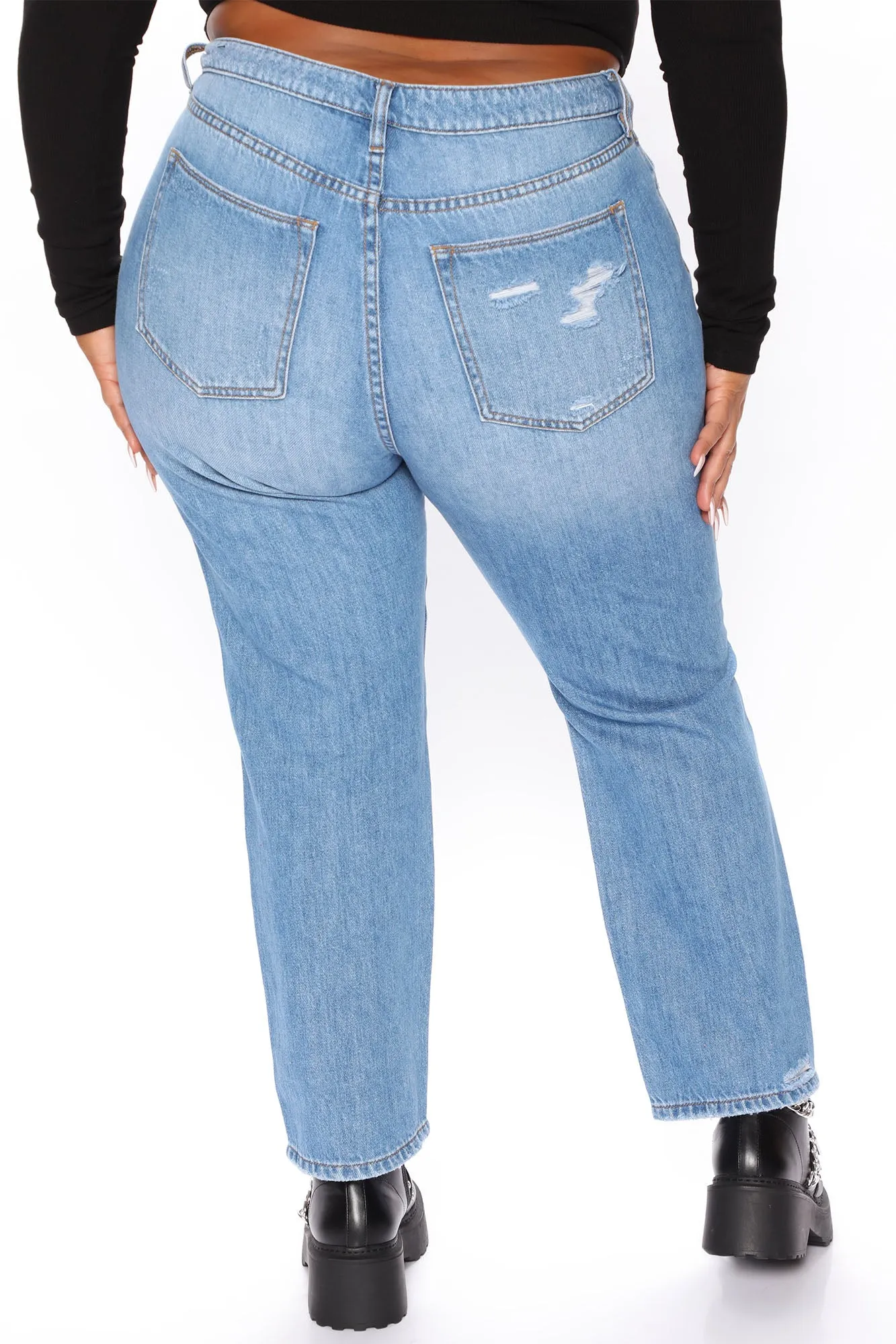 Better Than Your Ex Distressed Boyfriend Jeans - Medium Blue Wash