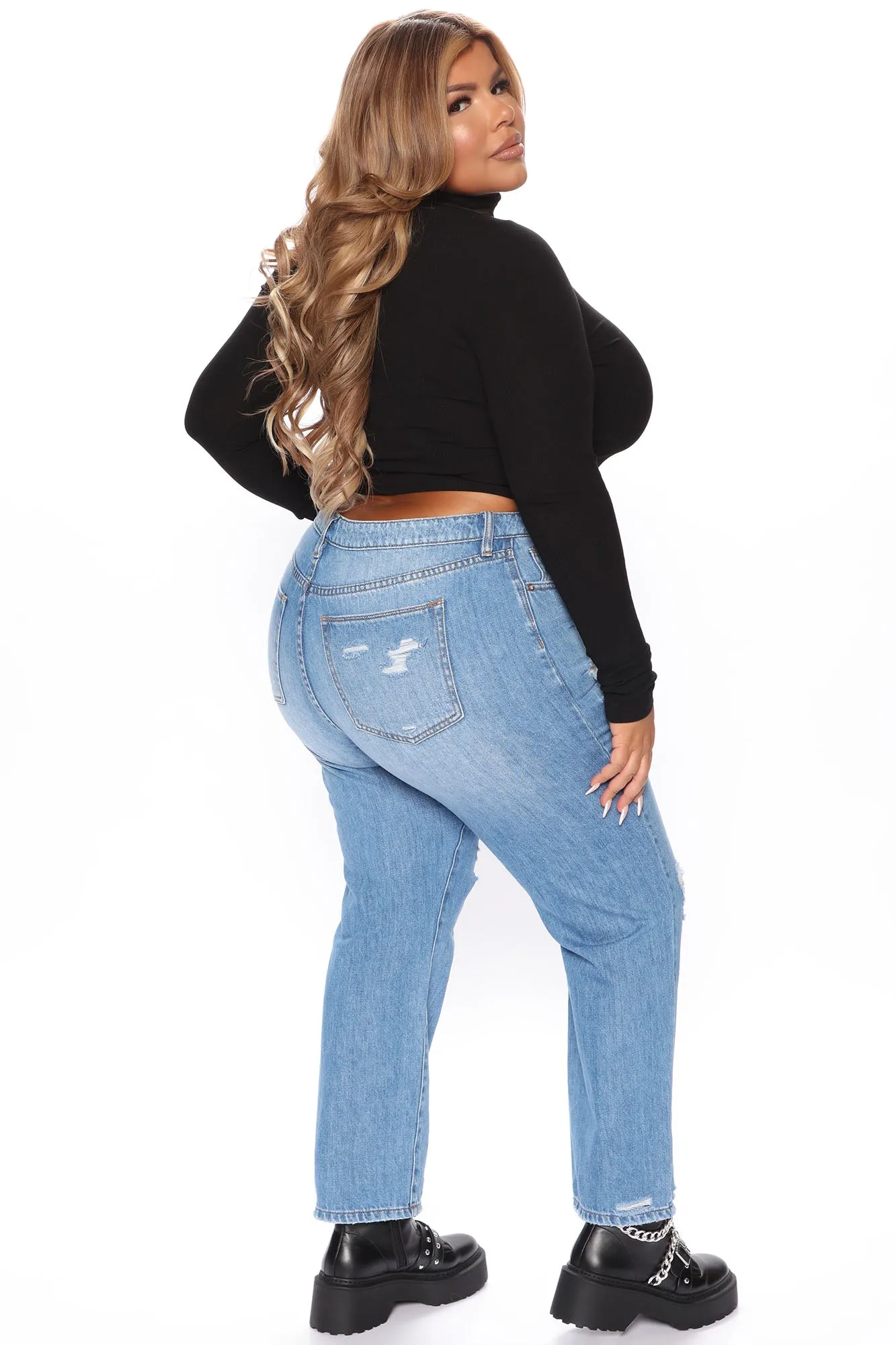 Better Than Your Ex Distressed Boyfriend Jeans - Medium Blue Wash