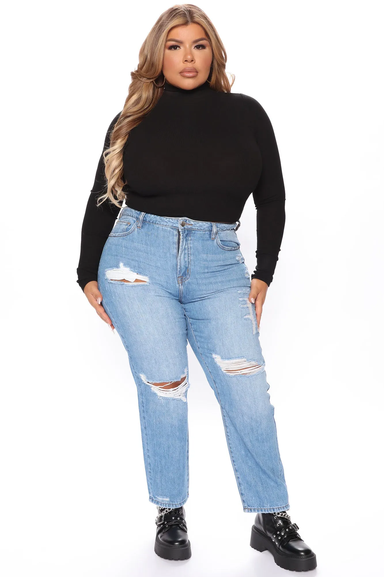 Better Than Your Ex Distressed Boyfriend Jeans - Medium Blue Wash