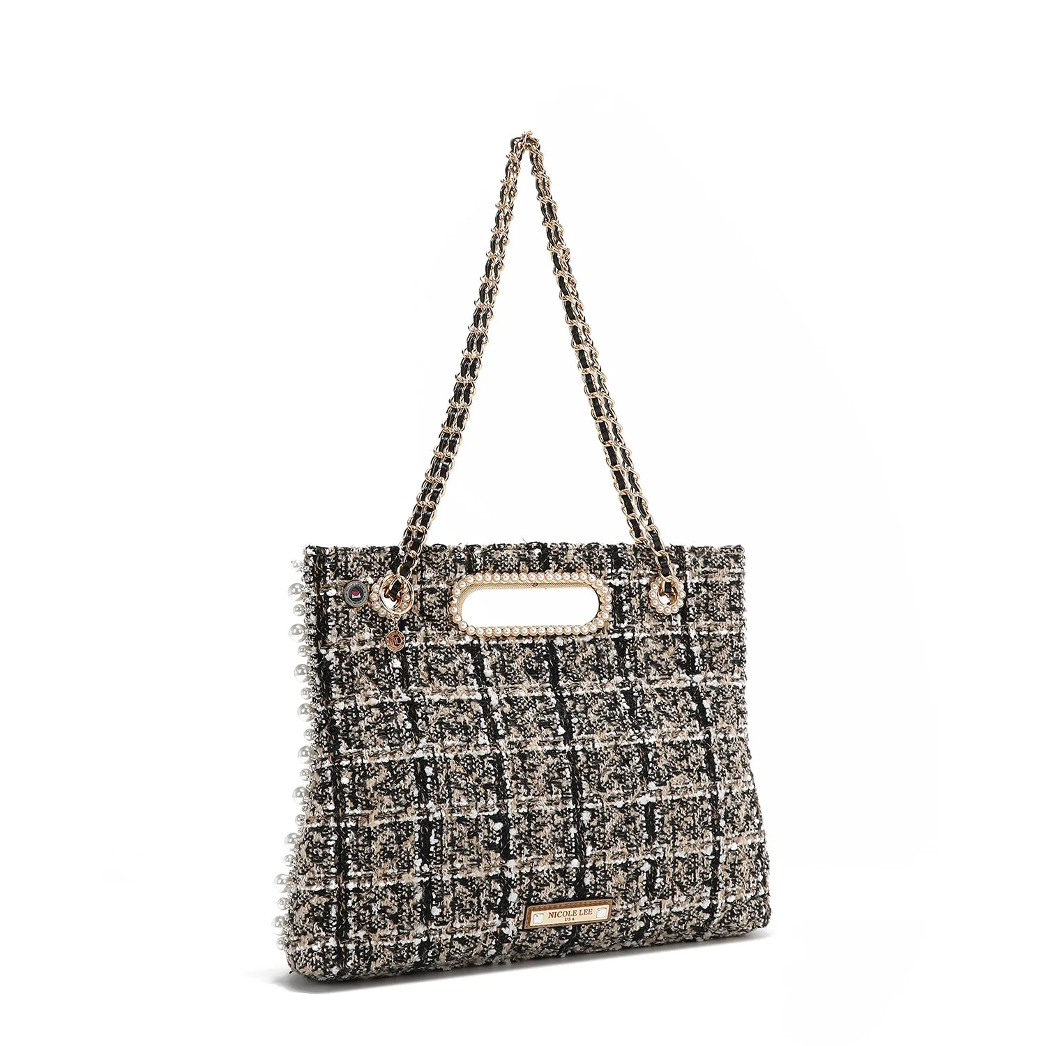 BOLSO CLUTCH ESTILO TWEED (BEIGE)