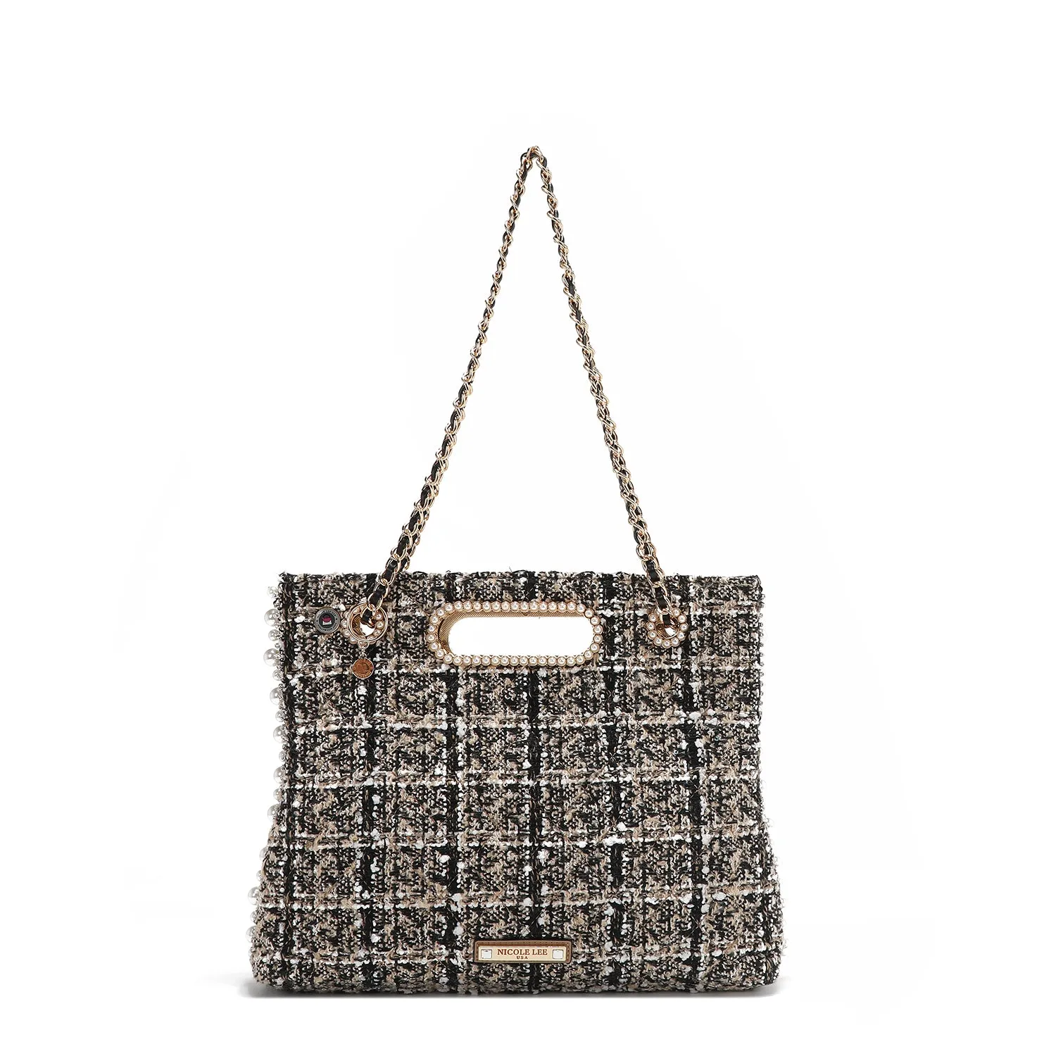 BOLSO CLUTCH ESTILO TWEED (BEIGE)