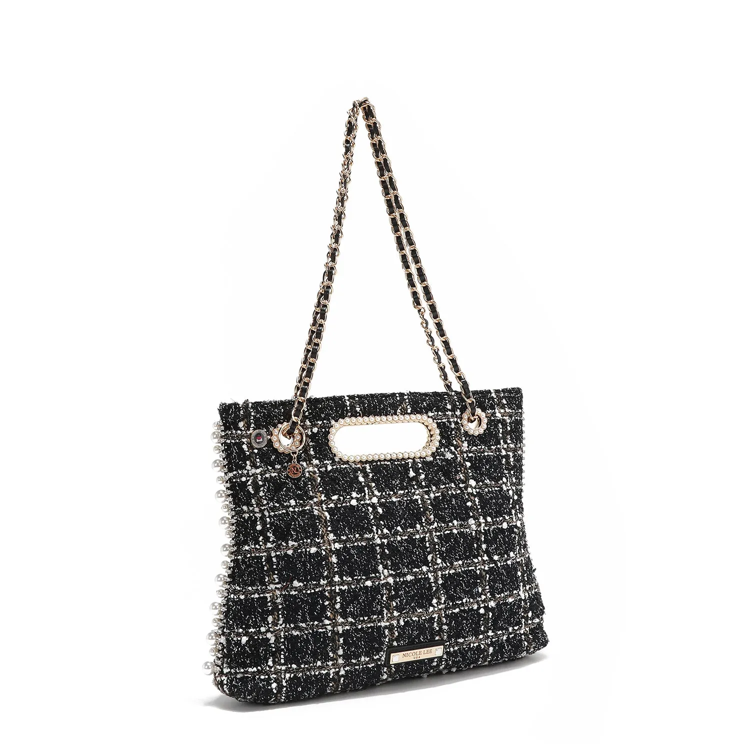 BOLSO CLUTCH ESTILO TWEED (NEGRO)