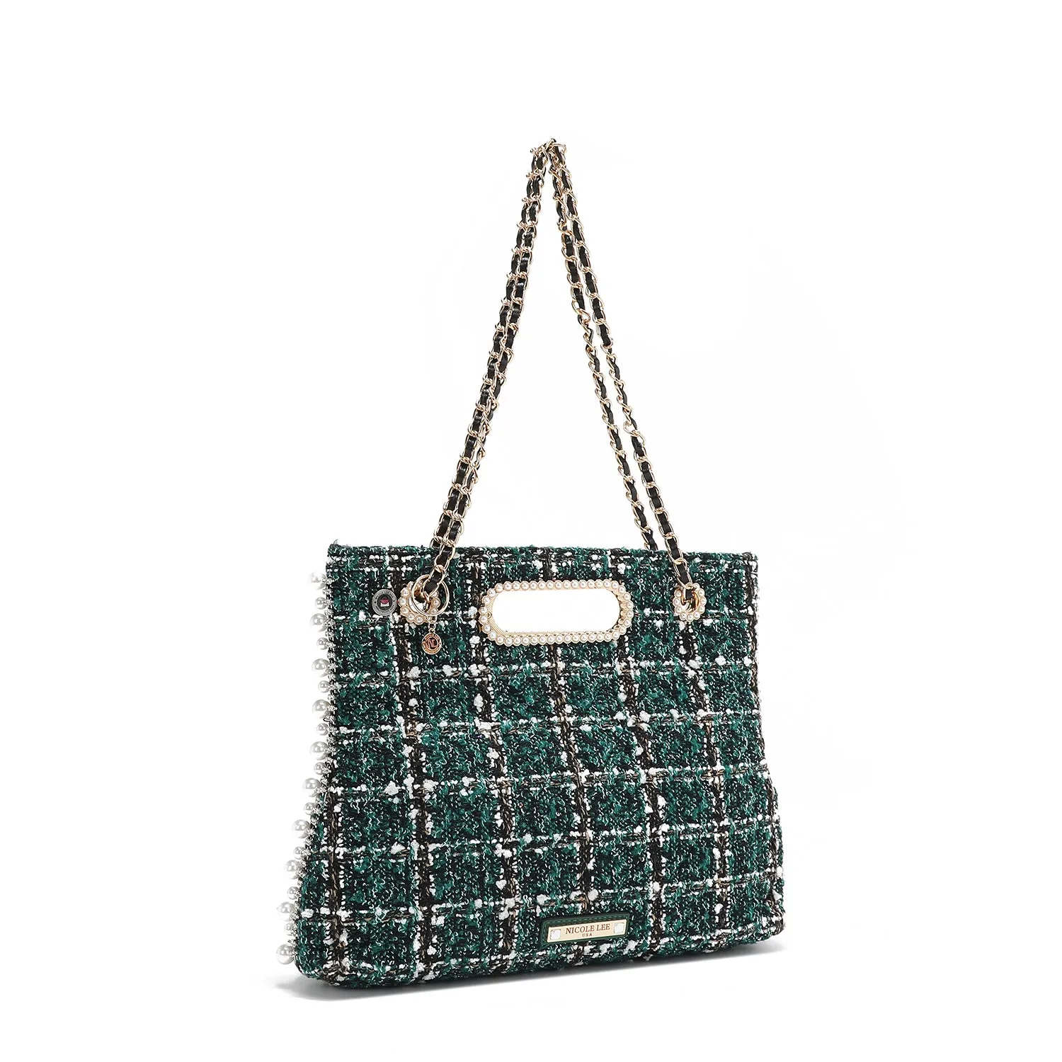 BOLSO CLUTCH ESTILO TWEED (VERDE)