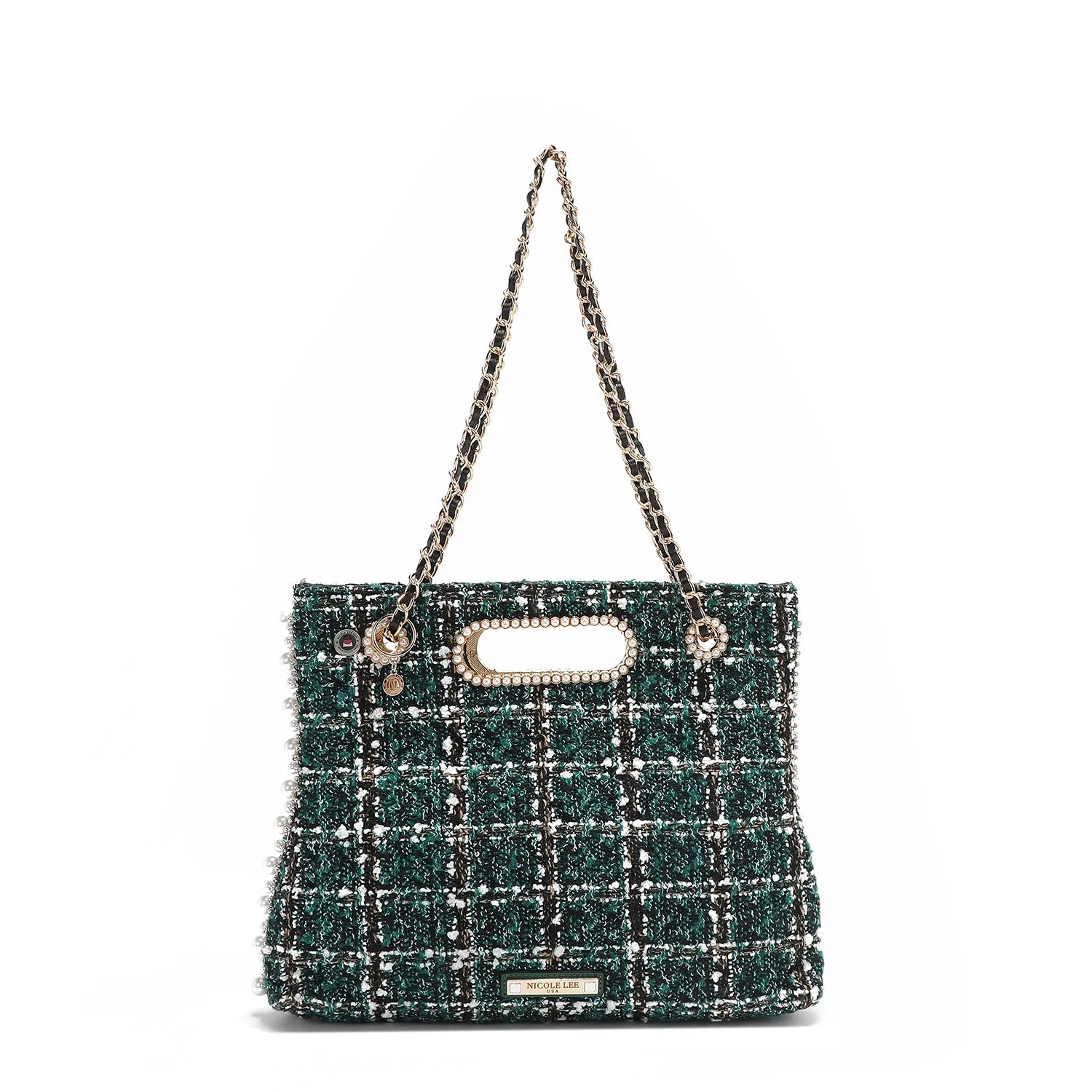 BOLSO CLUTCH ESTILO TWEED (VERDE)