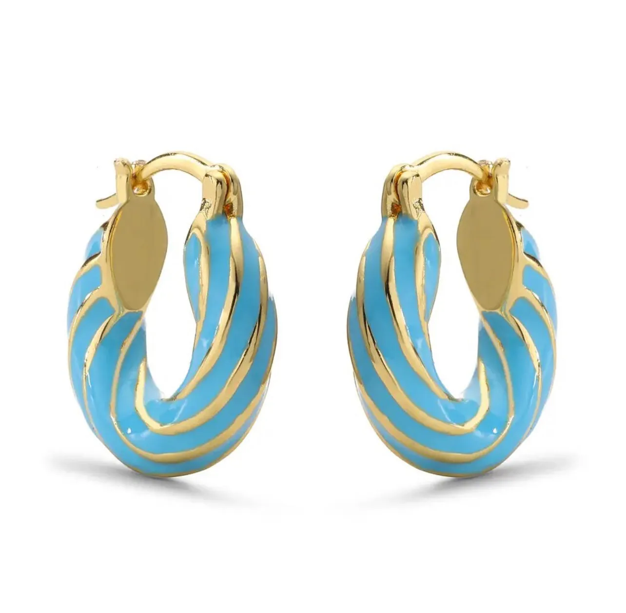 ENAMEL ROUND HOOP EARRINGS