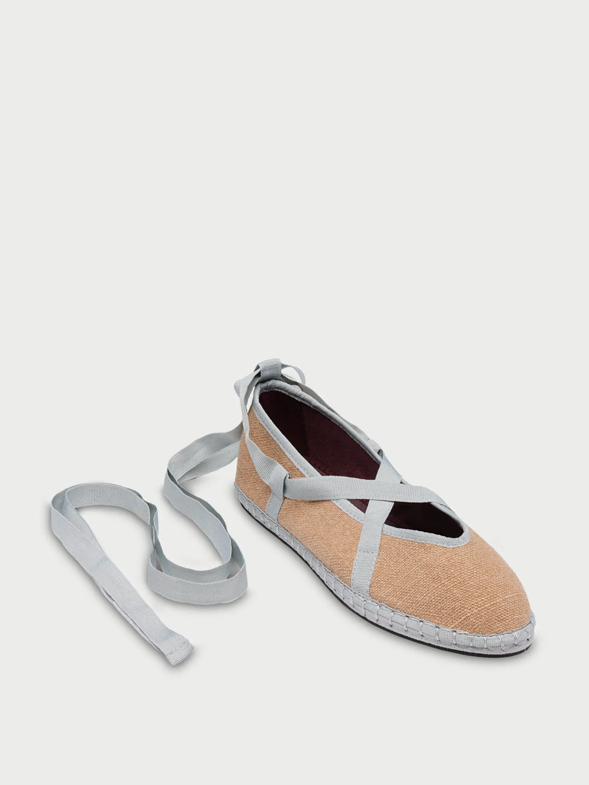 Grey Ribbon linen flats