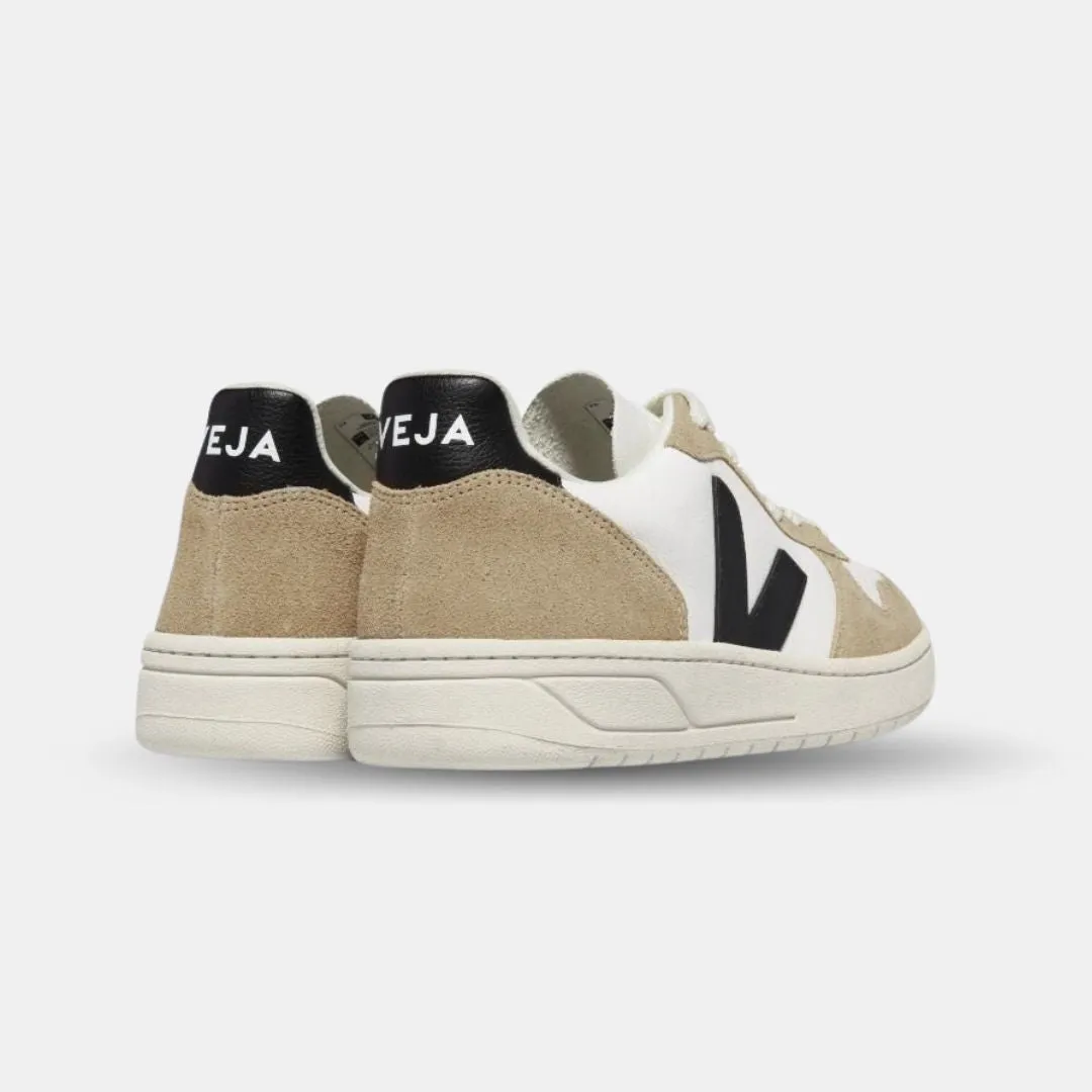 Veja Men's V-10 Chromefree Leather Extra White Black Sahara