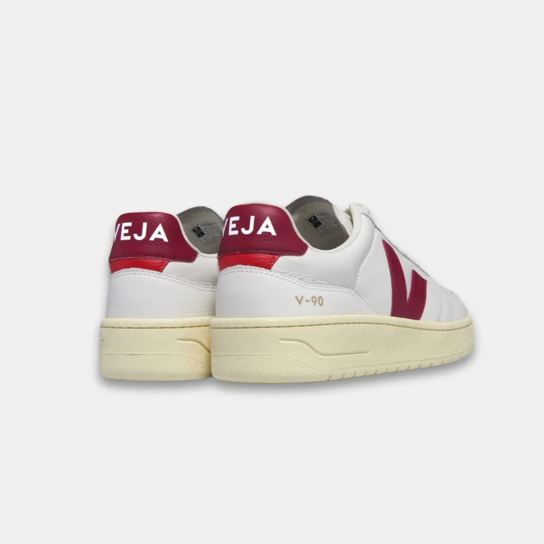 Veja Men's V-90 Leather White White Marsala